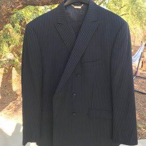 Men’s double breasted pin stripe suit modern style